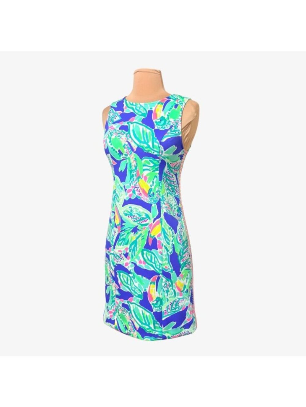 Lilly Pulitzer Mila Shift Dress XXS Stretch Multi Neon Tropical Resortwear EUC